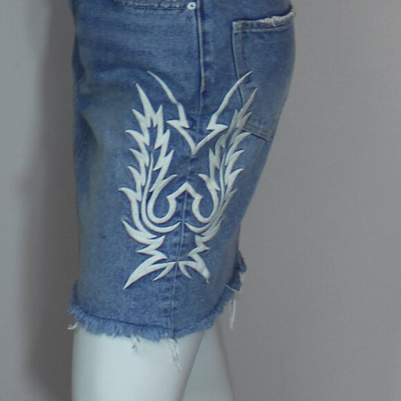 All Saints Philly Denim Embroidered Mini Skirt size 6 - Picture 6 of 9